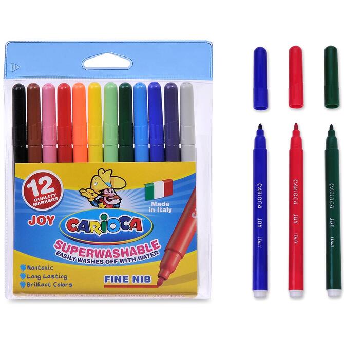 Carioca Joy Washable Fine Markers 12 Pcs. - Natural Fiber Ink