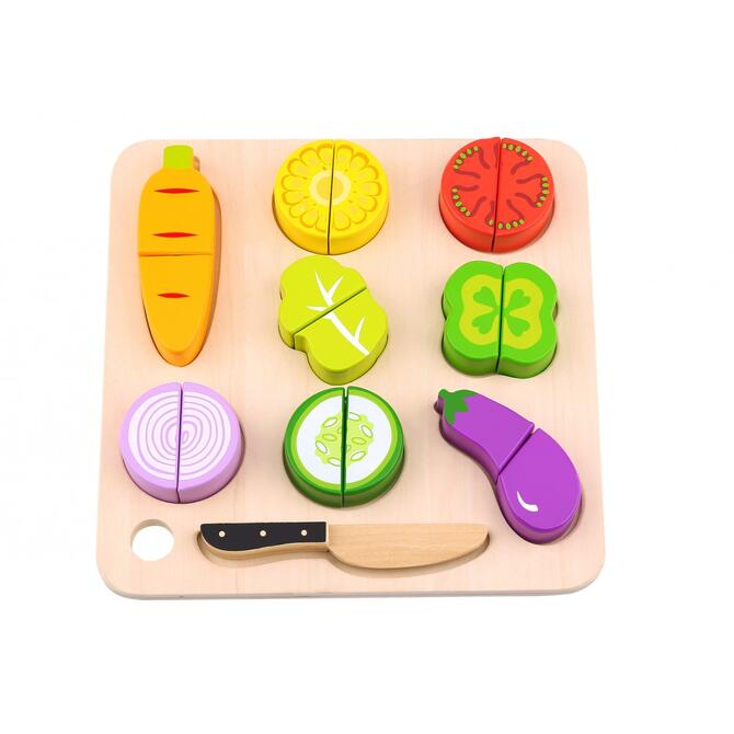 Ξύλινα Σφηνώματα Λαχανικά & Δίσκος Κοπής - Tooky Toy 2+