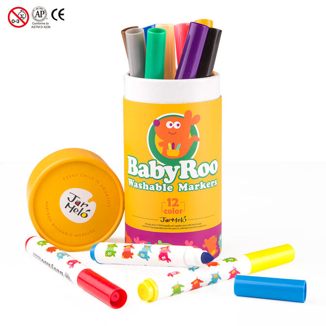 Baby Roo markers set of 12 colors. Washable JarMelo
