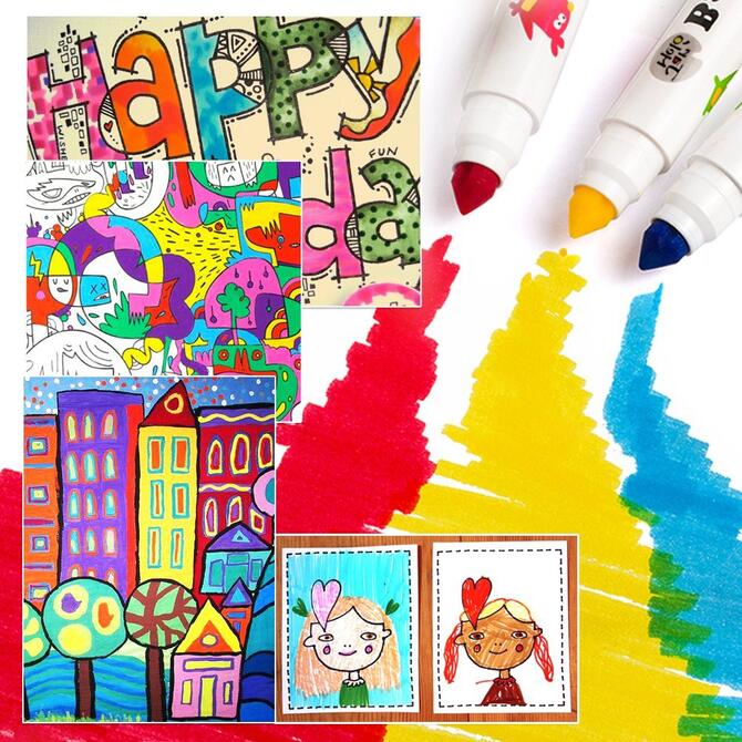 Baby Roo markers set of 12 colors. Washable JarMelo
