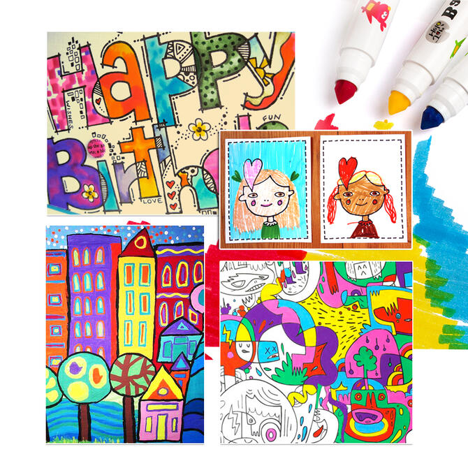 Baby Roo markers set of 12 colors. Washable JarMelo