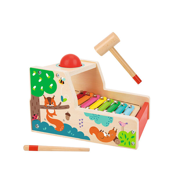 Wooden Metallophone with Hammer - Tooky Toy