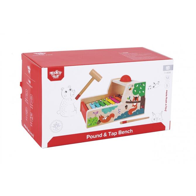 Wooden Metallophone with Hammer - Tooky Toy