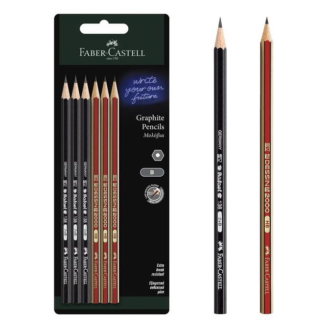 Faber Castell Pencils Black-Red-Gold 6 pcs