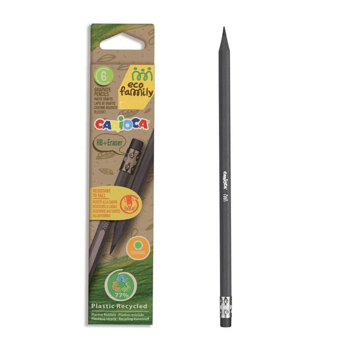 Carioca Eco Pencils Black with Eraser 6 pcs