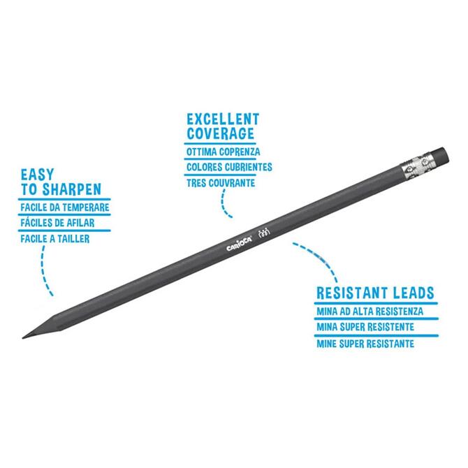 Carioca Eco Pencils Black with Eraser 6 pcs
