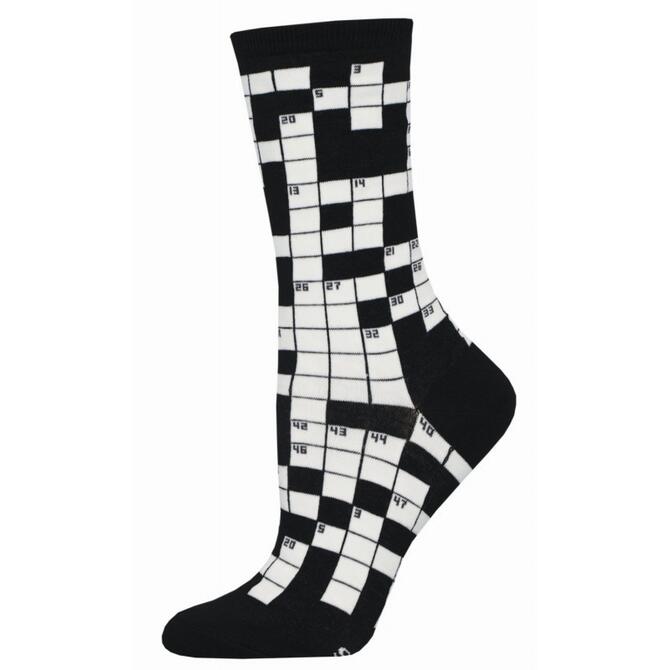 Socksmith καλτσες γυναικίες 'Σταυρόλεξο' άσπρο-μαύρο 36-41